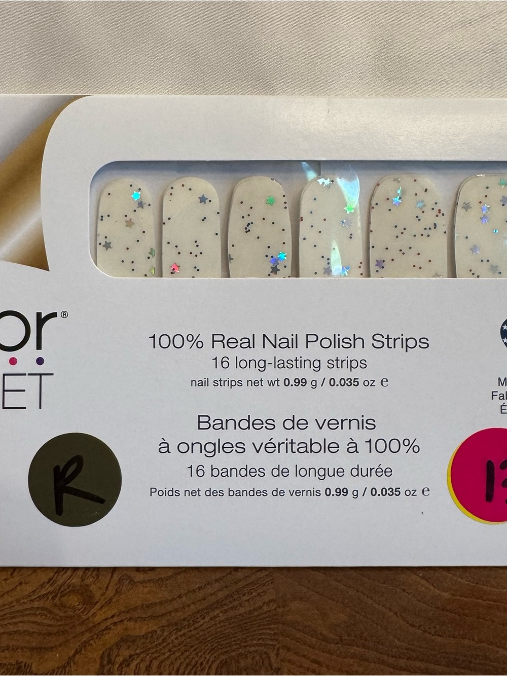 Color Street Lucky Stars Nail Strips — Clear with Holographic Star Accents